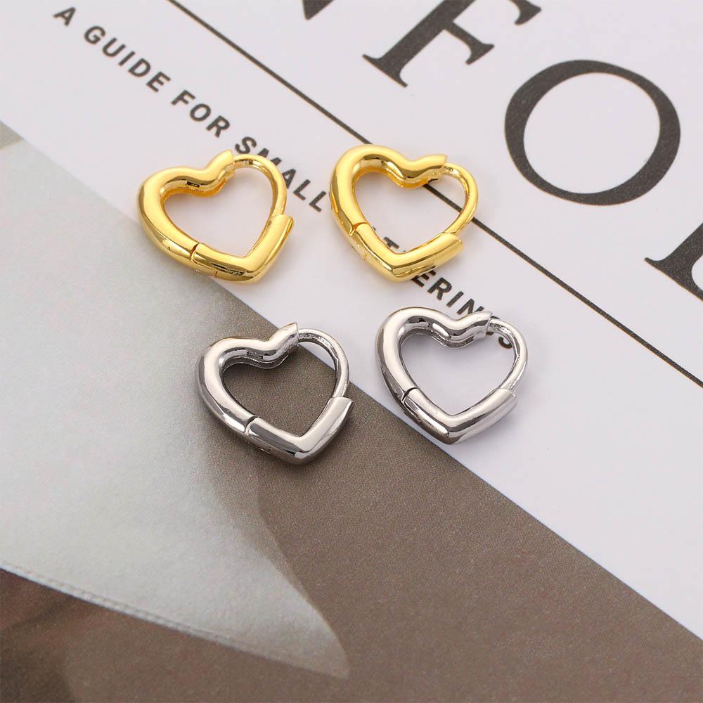 Temperament Wild Girls Women Heart Buckle Piercing Earrings Copper Hoop Earrings Fashion Jewelry