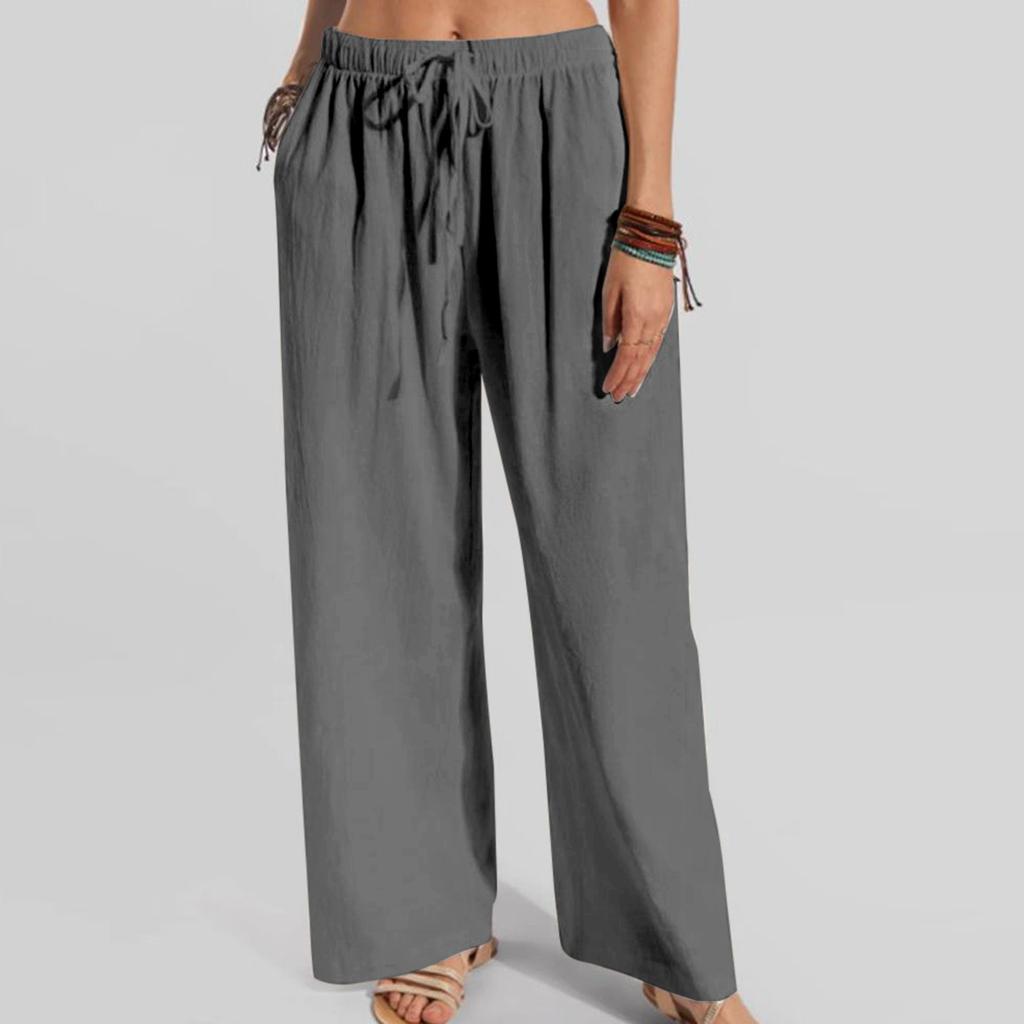 Модные женские однотонные свободные и удобные карманные брюки для отдыха