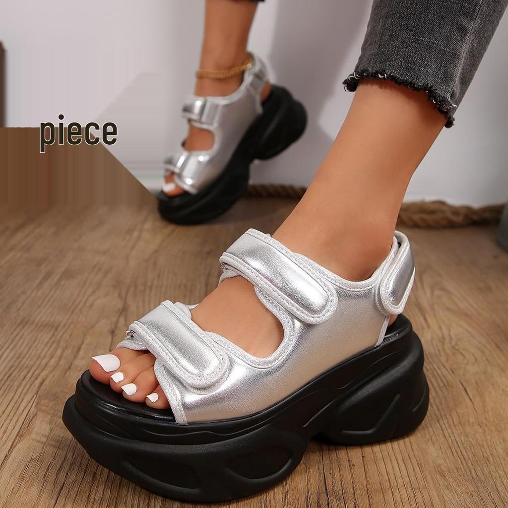 Сандалии на платформе в европейском и американском стиле на липучках – Большие размеры, Модный дизайн на толстой подошве