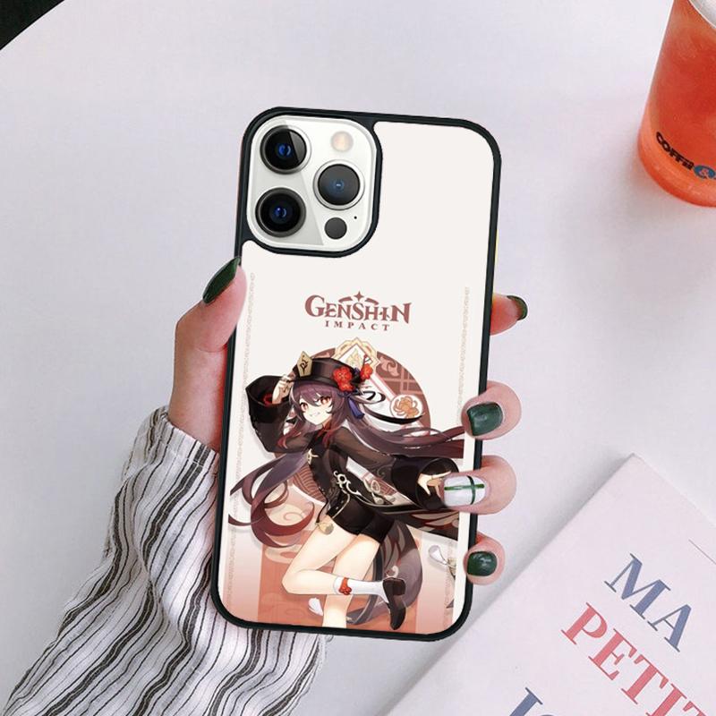 Cartoon Hu Tao Genshin Impact Phone Case For iPhone 17 Air 14 13 12 16Pro Max 15 11 Plus Max Cover Shell coque