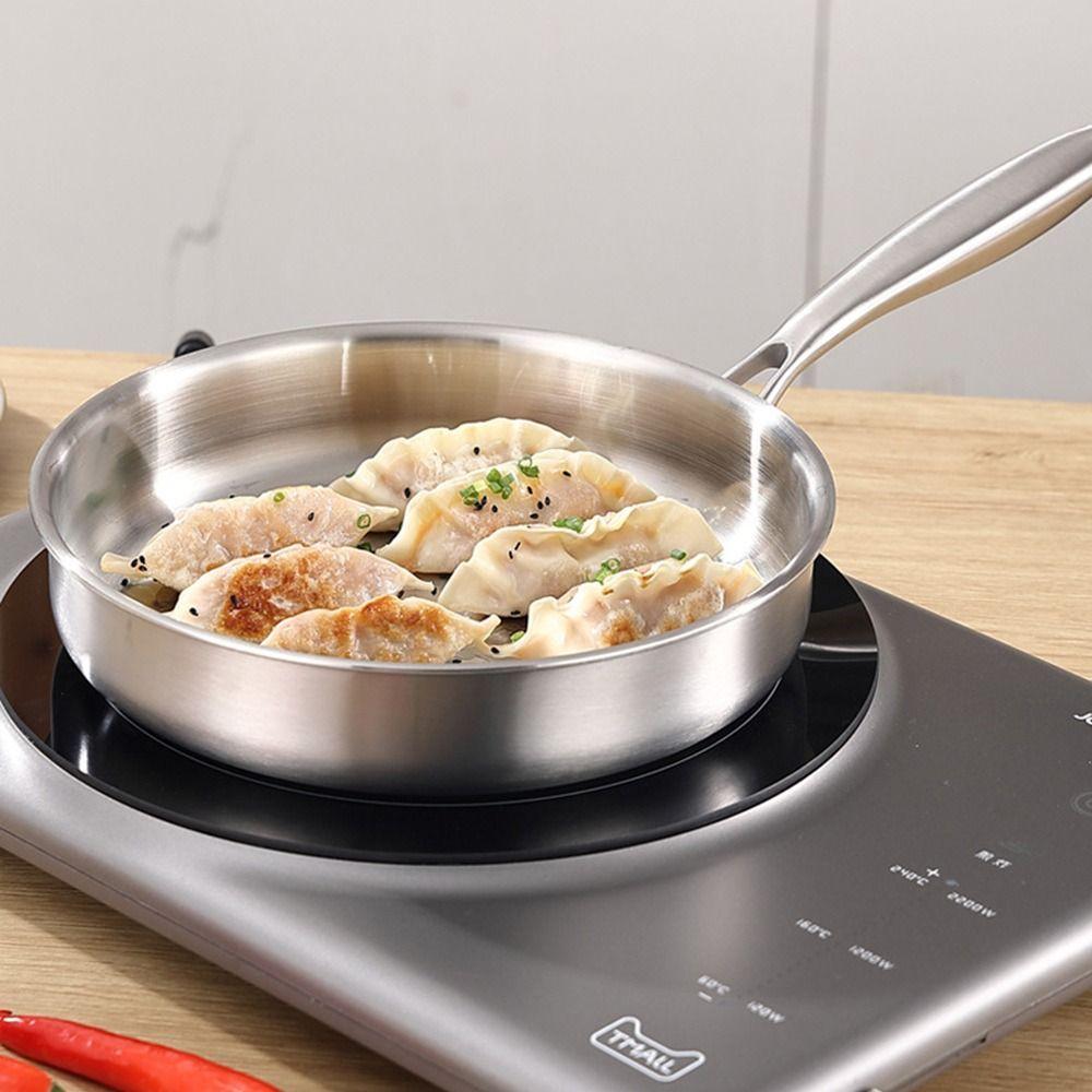 316L Stainless Steel Frying Pan Non-Stick Uncoated Cooking Pot for Gas Stove Induction Cooker