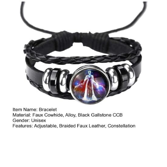 Браслет-унисекс Constellation, многослойный, плетеный, из искусственной кожи, регулируемый, сплав, светится ночью