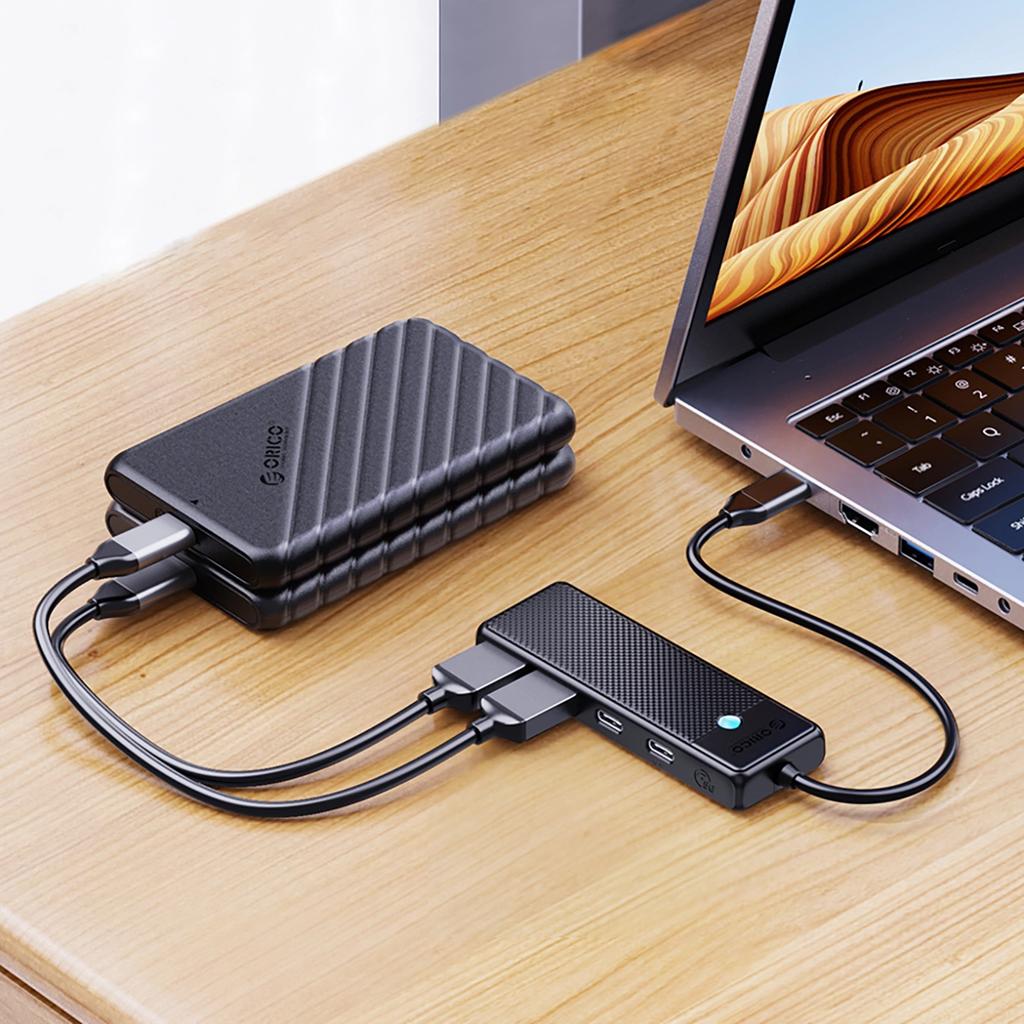 Orico Papw2Ac-C3 USB-C Hub Docking Station 2X USB-A 3.0 + 2X USB-C 3.0 - Black