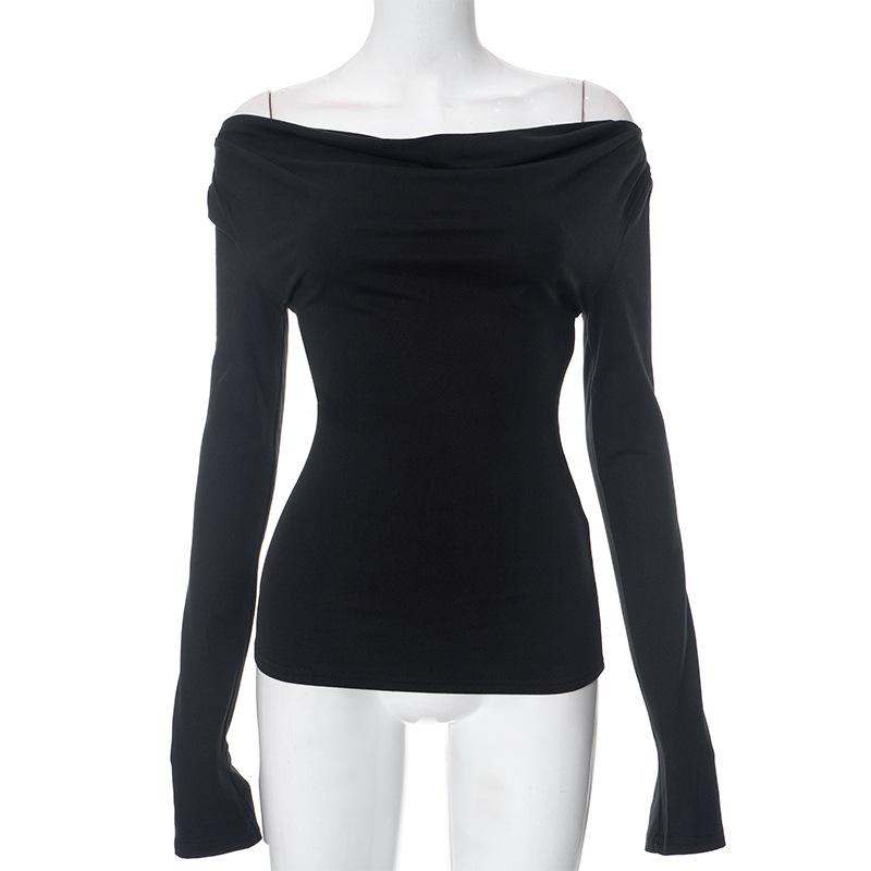 YYFS Женская мода повседневная весна осень однотонный принт длинный рукав одно плечо блузки и рубашки