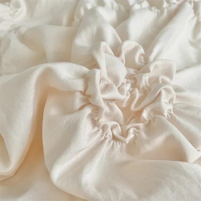 Three-dimensional Pinch Pleated Crafts Double Duvet Cover Set 220x240 Solid Twist Flowers King Size Bedding Set Quilt Cover Set