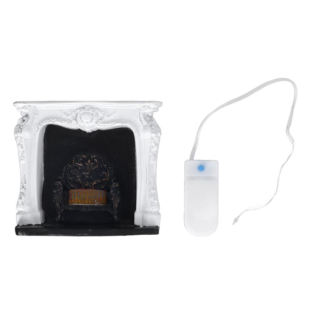 Dollhouse LED Fireplace Rococo Style Simple Switch Control Portable Resin 1:12 Dollhouse Miniature