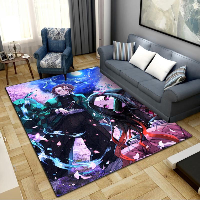 Demon Slayer Anime Carpet Rug for Living Room Bedroom Home Sofa Decoration, Kids play Non-slip Floor Mat