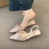 Baotou Sandals Women's Summer Outer Wear Temperament Bow Wedge Tip Empty Single Shoes