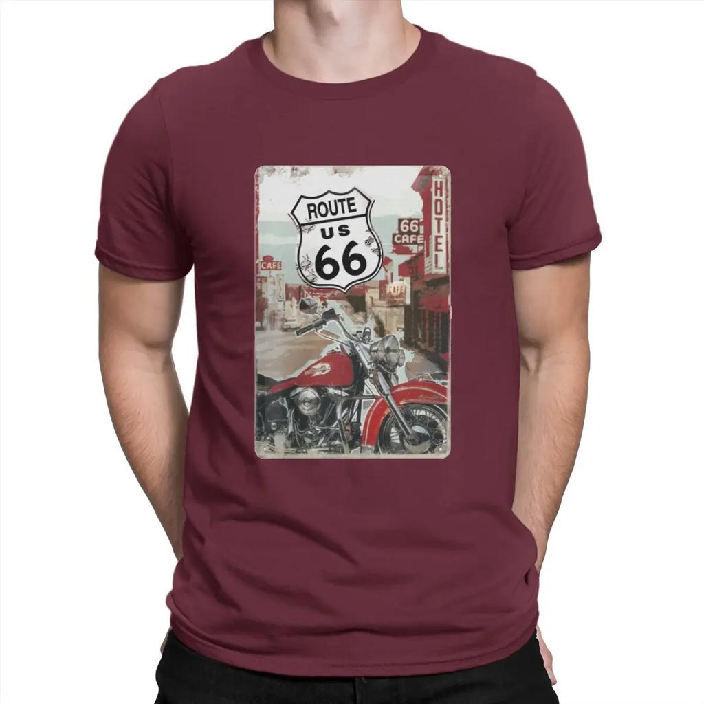 Men's T-Shirts Famous Highway Crazy Cotton Tees Short Sleeve Vintage 66 Route T Shirts Crew Neck Clothes Gift Idea