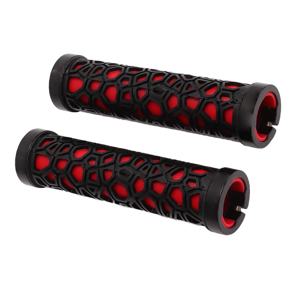 Bike Handle Grip Red Anti Slip Raised Texture Stable High Strength Double Locking Mountain Bike Handle Bar Grips