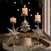 1PC Christmas Golden Wrought Iron Candlestick Star Elk Christmas Tree Candle Holder Merry Christmas New Year Table Decoration