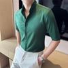 Мужская стильная рубашка с воротником-стойкой и коротким рукавом - Летняя прохладная, Высококачественная, Рукав семь восьмых