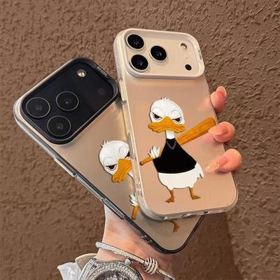 Серебристый чехол для телефона «Злая утка» для Apple 17/16/15 Pro 14 Pro Max 13/12/11