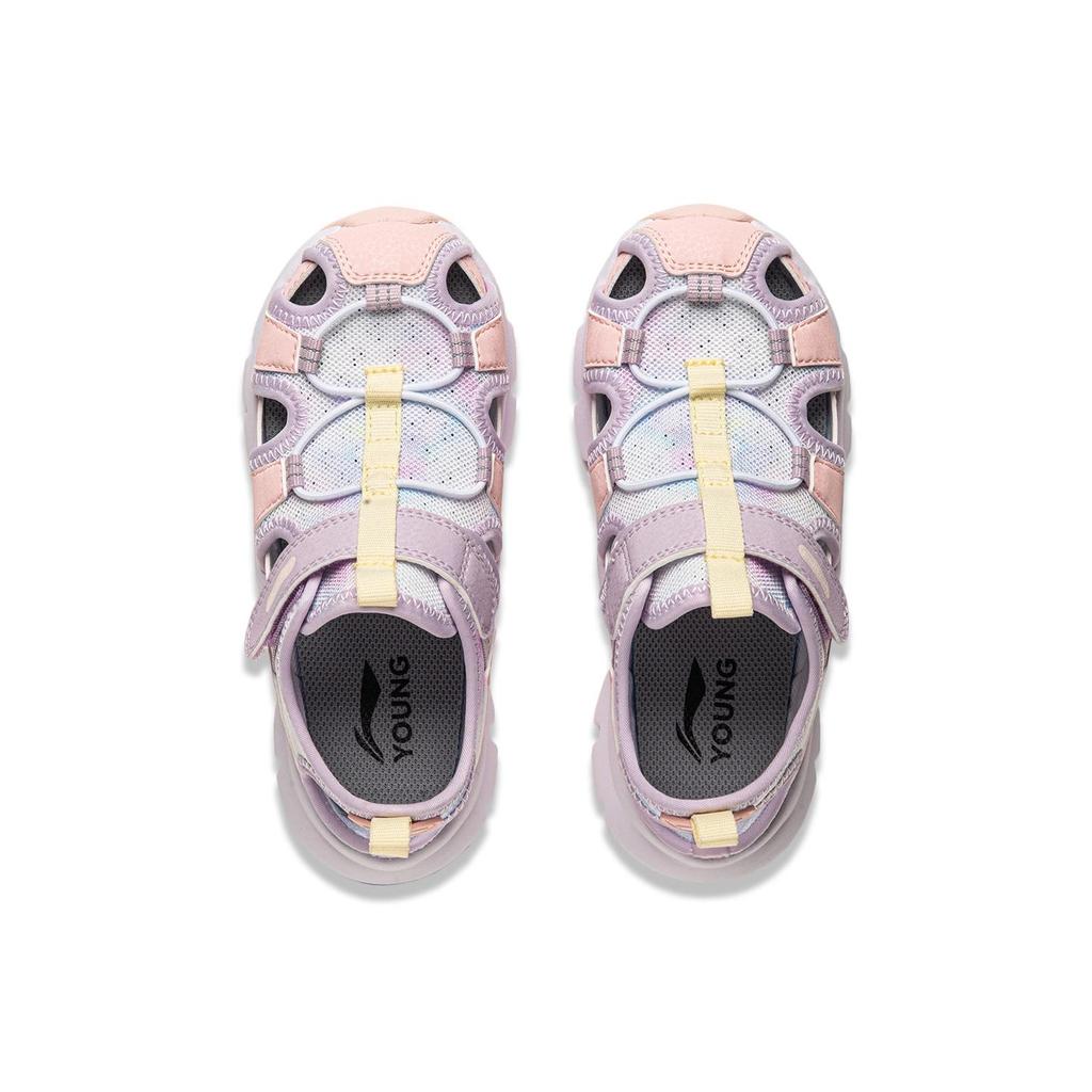 Li Ning Kids Comfortable Lightweight Slip-On Non-Slip Low-Top Sandals Kids Sandals Peach-Pink Moonlight-Purple YKNU142-2