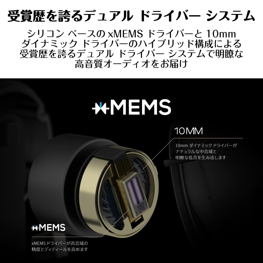 Креативные Aurvana Ace SXFI с двумя драйверами (Динамический драйвер 10 мм x MEMS) Полностью беспроводные наушники с пространственным звуком (HS-AVASFI-BK)