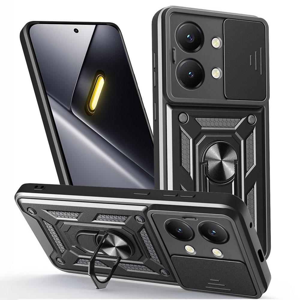 Чехол для POCO X8 Pro Max X7 Pro X6 Чехол-броня со сдвижной крышкой для защиты объектива камеры для Xiaomi POCO X7 Кольцо-подставка Ударопрочный Funda