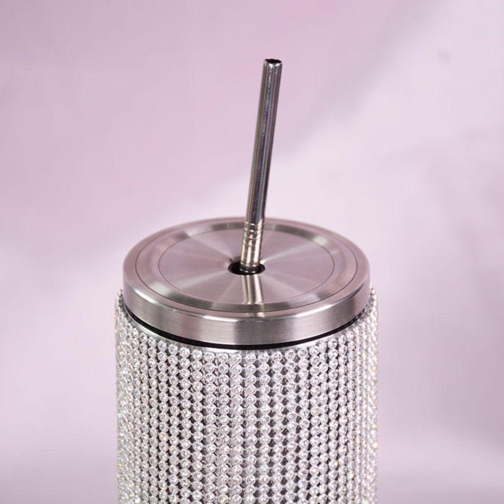 600ml Rhinestone Thermos Bottles Bling Vacuum Flasks Drinkware Straight Tumbler Outdoor Activities