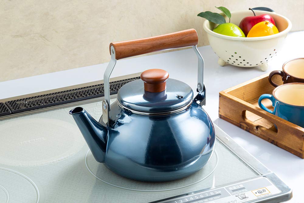 Takagi Metal Induction Onyx Kettle, Stylish, Compatible, Enamel, 2.3L, Blue, ONB-2.3KT