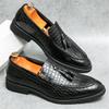 Fashion Designer Fashion Men Brown Black Tassels Alligator Pattern Casual Shoes Formal Wedding Dress Homecoming Footwear Zapatos Hombre