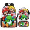 Large Capacity Backpack Set Super Mario Graphic Kids Backpack School Bag 3-Piece Set for Children