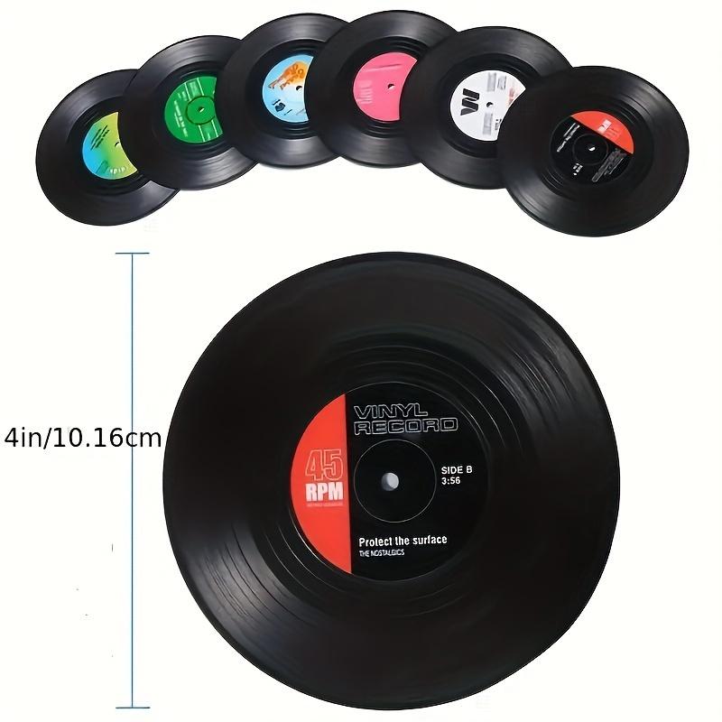 6 Vinyl Record Coasters Creative Retro Classic Nostalgic Rock CD Anti Slip Insulation Pads Desktop Decoration