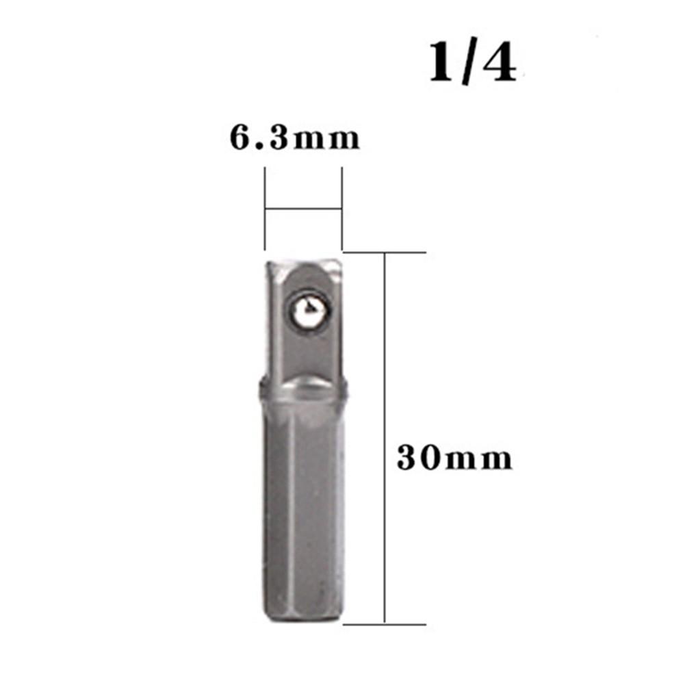 1/4pc Chrome-Vanadium Steel Drill Socket Adapter 1/4 Hex Shank To Square Socket Conversion Drill Bit Bar 25 30 50 65mm Tool Part