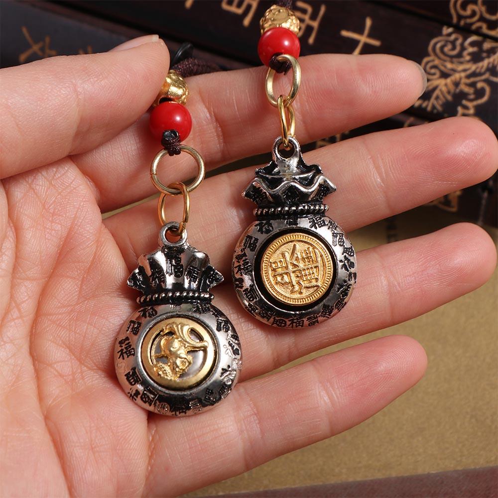 Латунный брелок 12 знаков зодиака Дракон Лун Брелок Петух Подвеска в виде мешочка с удачей Подвеска для сумки