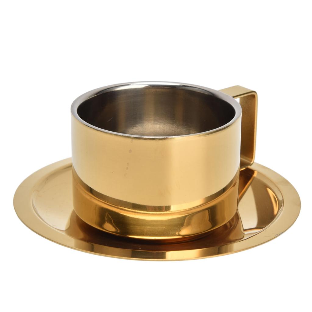 Кофейная чашка золотая модная дизайнерская носимая удобная практичная блюдце из нержавеющей стали для дома