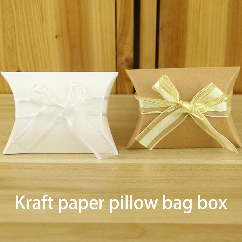 50pcs Paper Pillow Case Blank Gift Box Party for Candy Storage Bag Jewelry Crafts Handmade Soap Small Gifts Favors
