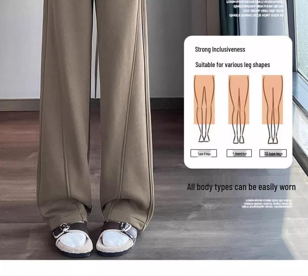 Женские флисовые брюки широкого кроя 'Банан' - Коллекция Осень-Зима 2025: Плотные, теплые брюки прямого кроя.