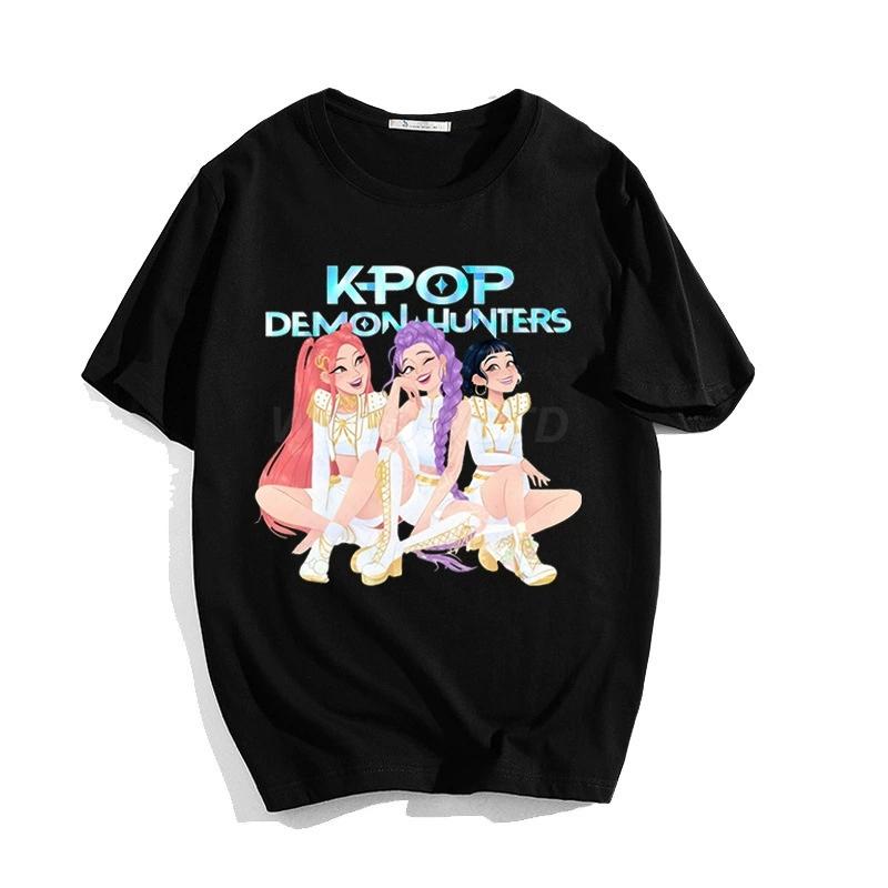 Женская мужская одежда KPop Охотники на демонов Мультяшный принт Крутая детская футболка Харадзюку Топ 2025 Подарок для фанатов фильма Летняя футболка Топы