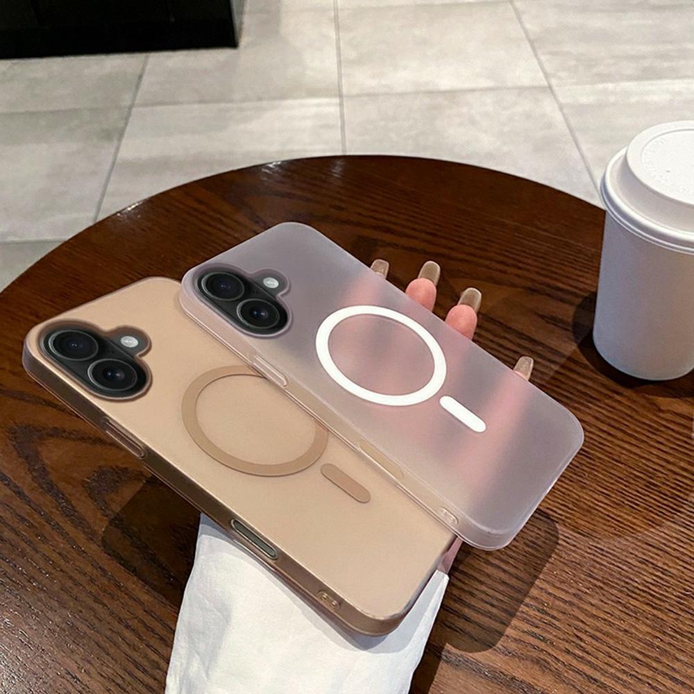 For iPhone 16 Magnetic Case Compatible with MagSafe Frosted PC Phone Cover - Desert Gold