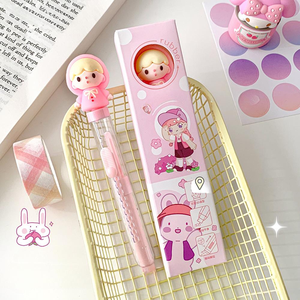 1 шт., кавайный ластик, креативный выдвижной стиль, канцелярский ластик для детей, милый ластик для карандашей с животными, студенческие принадлежности