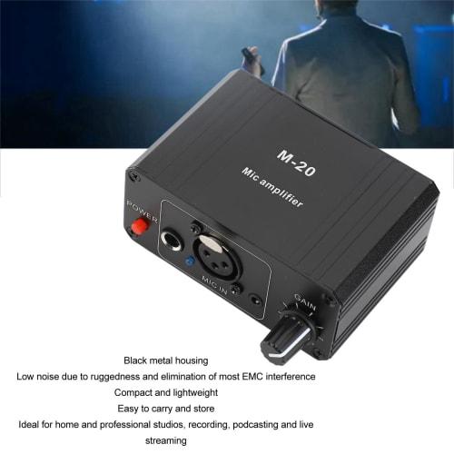 High Gain Microphone Preamp with 48V Phantom Power, XLR Output, and Low Noise for Dynamic and Condenser Microphones