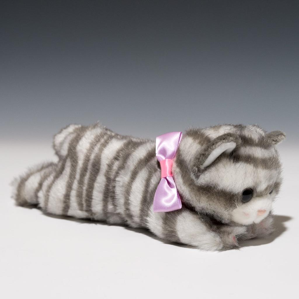 Bamboo Shoot Ribbon Cat Gray Plush Toy 15782