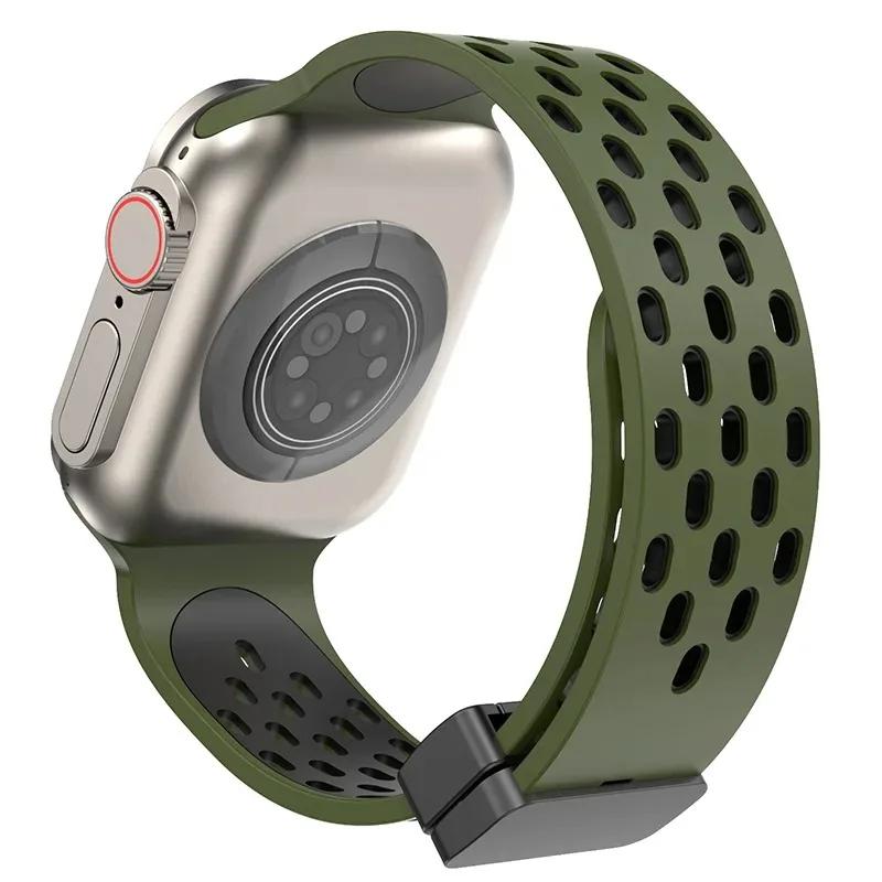 Магнитный силиконовый ремешок для Apple Watch Band Ultra 3 2 49мм 45мм 41мм Браслет для iWatch Series 11 10 9 8 7 6 SE 5 4 3 38мм 46мм 42мм 44мм