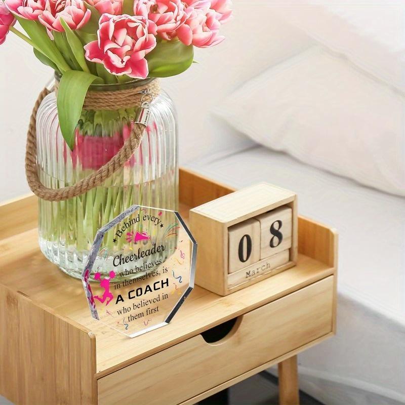 Women’s Cheerleading Coach Gift: Geometric Acrylic Plaque – Thank You/Appreciation (Birthday/Retirement, Office Desk Decor).