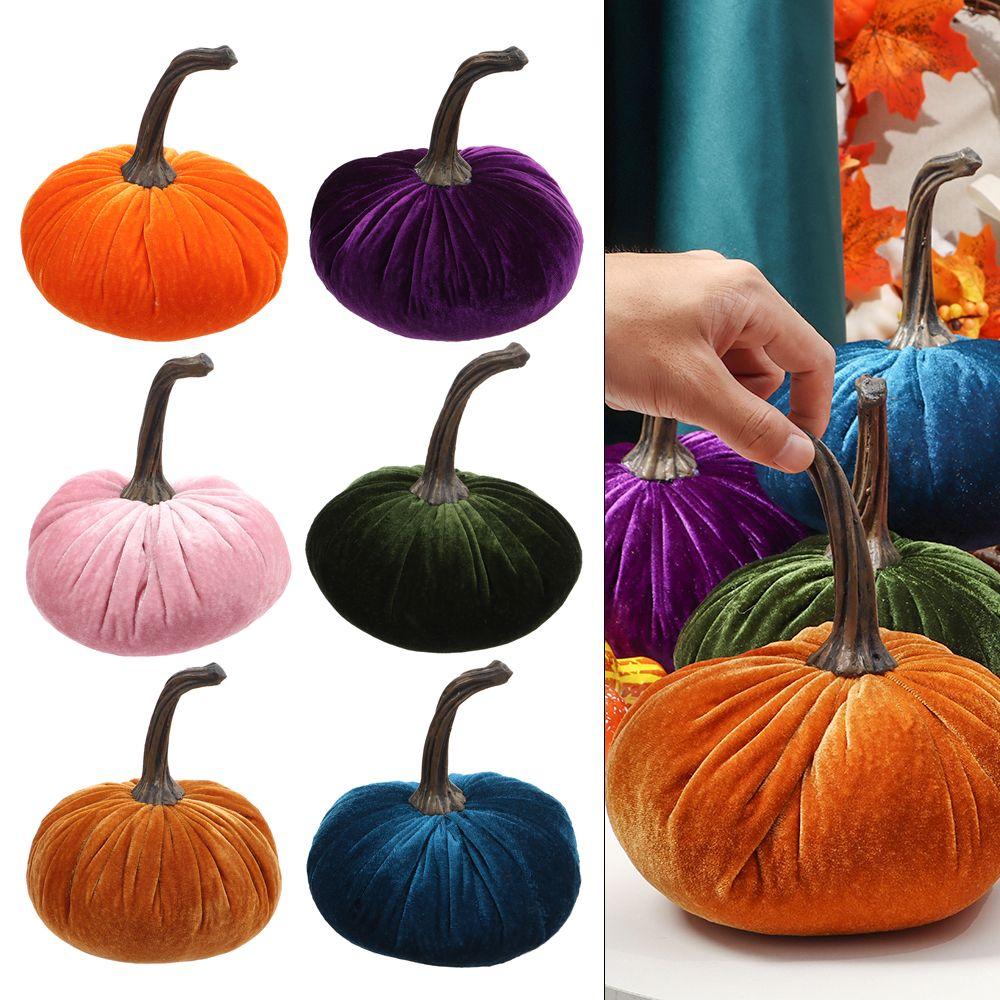 Artificial Halloween Handmade Soft Stuffed Pumpki Plush Throw Pillows Velvet Pillow Pumpkins Decor