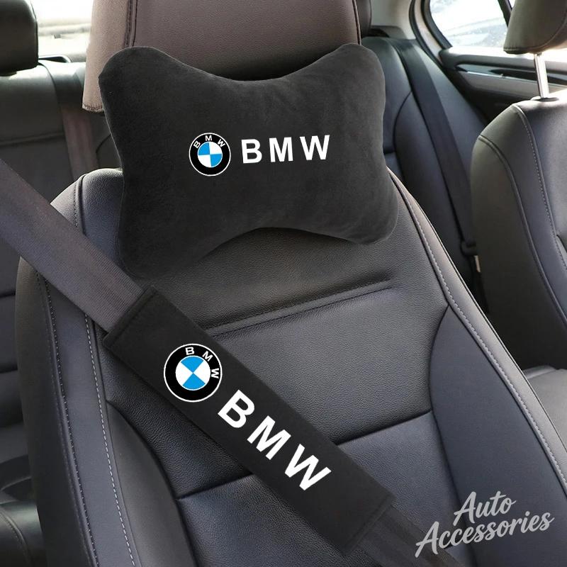 DZBW6 Car Headrest Rest Neck Pillow Cushion Seat Belt Shoulder Pads For BMW X1 X2 X3 X4 X5 X6 1 2 3 4 5 Sereis F30 F34 E90 G20 sticker