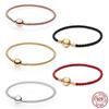 Fits Original Fashion Beaded DIY Making Round Mouth Leather Rope Braided Simple Bracelet 925sterling Silver Bracelet Basic Style