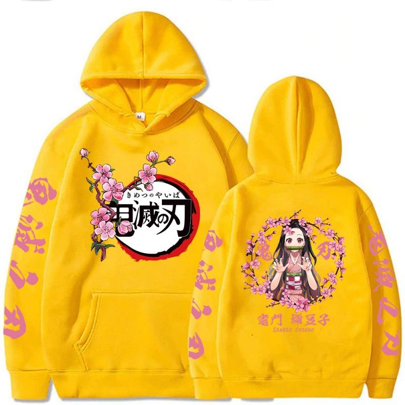 Japan Anime Kawaii Demon Slayer Kamado Nezuko Manga Hoodies Sweatshirts Tops Pullovers Streetwear Unisex Cartoon Sweatshirt