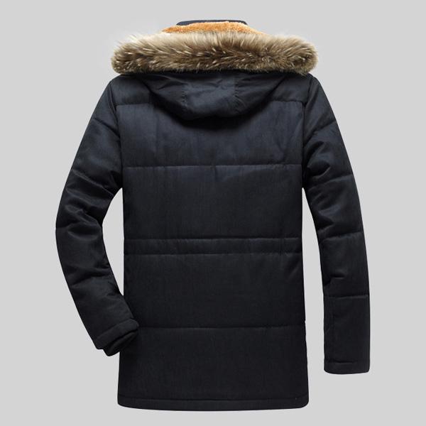 Зимняя мужская куртка, повседневная утепленная парка с хлопковой подкладкой, длинное пальто с капюшоном, теплое меховое пальто