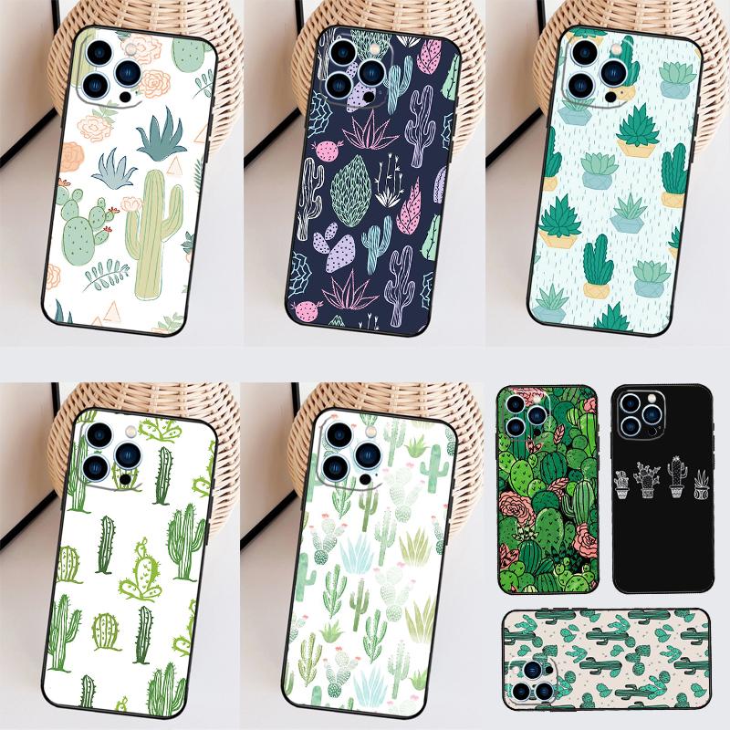 Чехол с узором кактуса для iPhone 11 12 13 14 16 15 Pro Max Mini X XS Max XR Plus Чехол