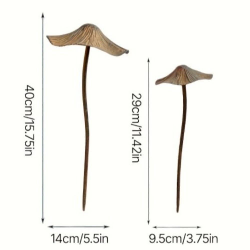 2PCS Handmade Mushroom Garden Stake Retro Style Garden Landscape Statue  Lawn Decoration