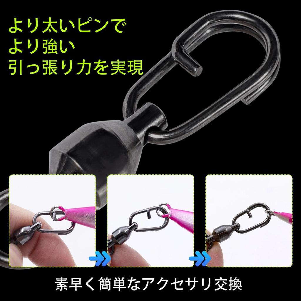 9KM DWLIFE Fishing Swivels Ball Bearing Stainless Freshwater Compatible & Snaps, 25-Piece Set, Quick-Change Snaps, High-Strength Swivels, Steel,