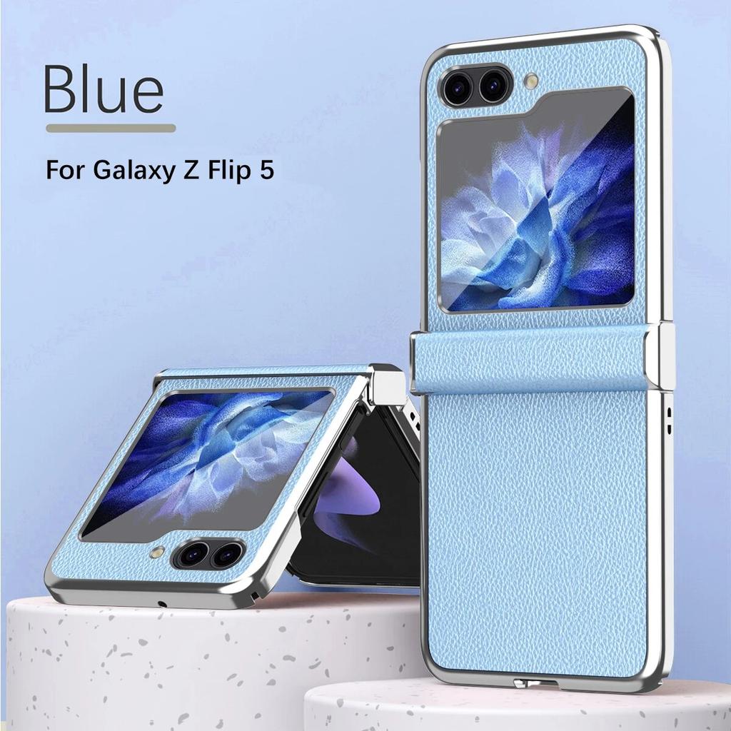Чехол для телефона из кожи личи для Samsung Galaxy Z Flip5 Flip4 Flip3, роскошный противоударный защитный чехол для задней панели