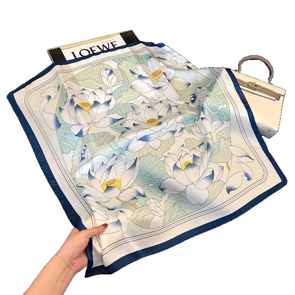 Silk scarf oil painting style fashion 71 simulation silk square scarf ins style temperament is good to match decorative silk scarf professional scarf