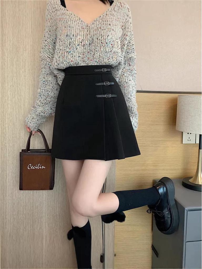 Стильная ретро-мини-юбка в клетку из шерсти для женщин plus size - Корейский модный дизайн