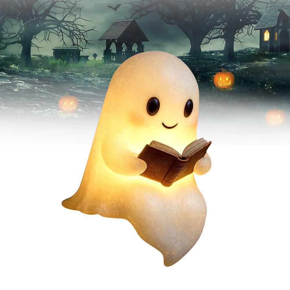 Нетоксичный милый привидение-фонарик для чтения - Boo3D Смола Хэллоуинский привидение ночник Привидение Теплый свет
