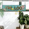 2D Flat - 1pc Rustic The Loo Aluminum Decorative Sign, 15.7×3.94 Inch Vintage Floral Wall Hanging Decor for Bathroom, Farmhouse, Restroom
